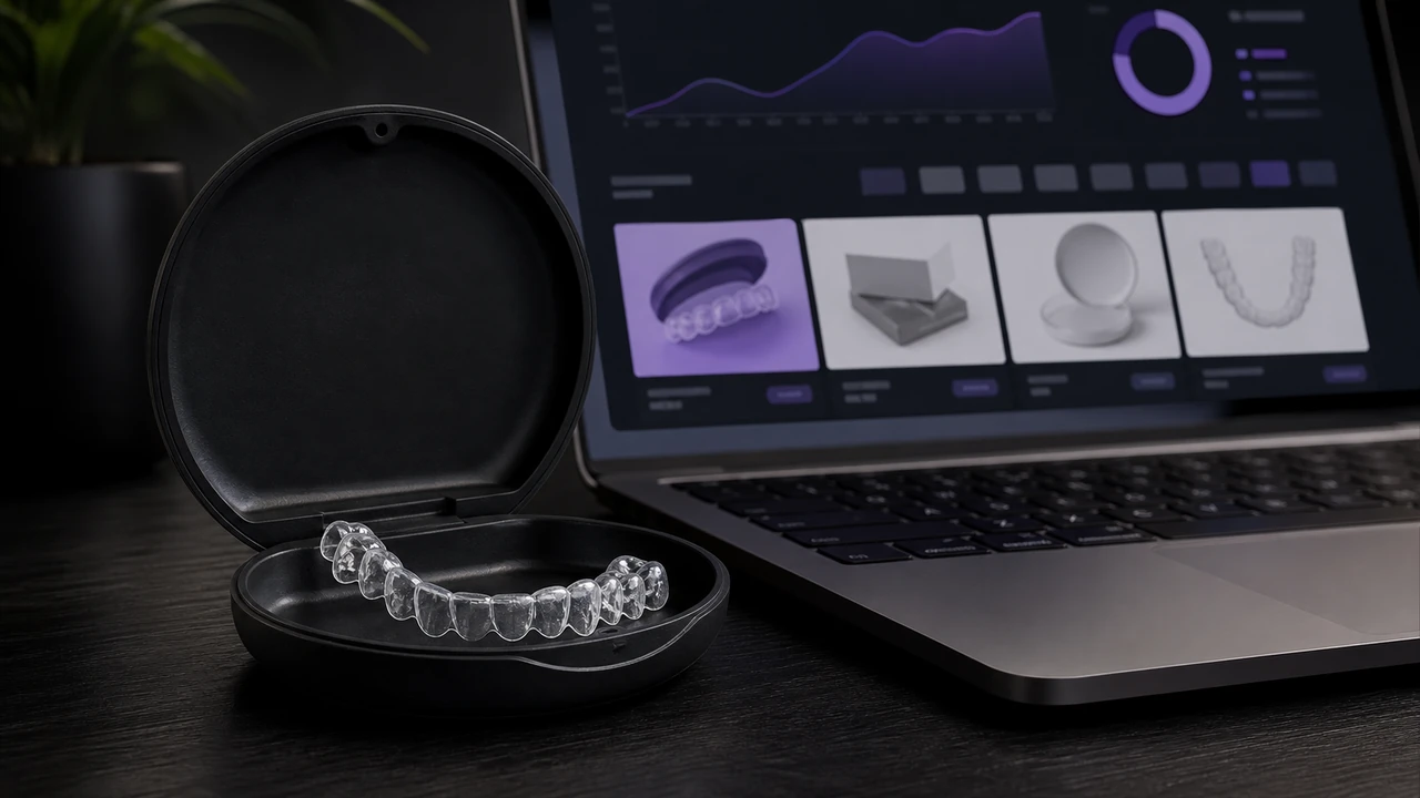 Clear aligner beside organic search and e-commerce performance dashboards